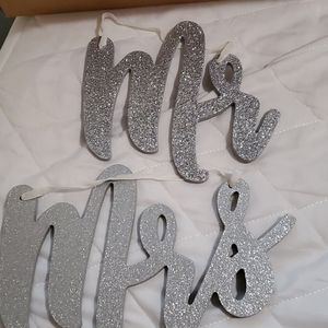 Mr and Mrs hanging signs